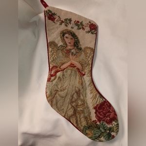 Vtg needlepoint angel Christmas stocking